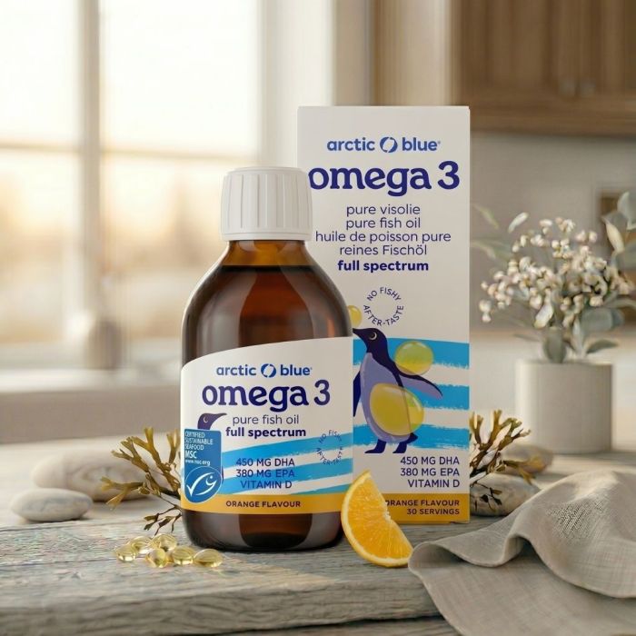 Kids Omega-3 visolie DHA & EPA met vitamine D3 (Arctic Blue) 150ml Kids Omega-3 visolie DHA & EPA met vitamine D3 (Arctic Blue) 150ml