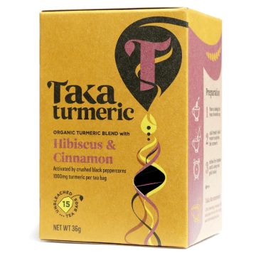 Kurkuma Thee Hibiscus & Cinnamon Bio (Taka Turmeric) 15 zakjes