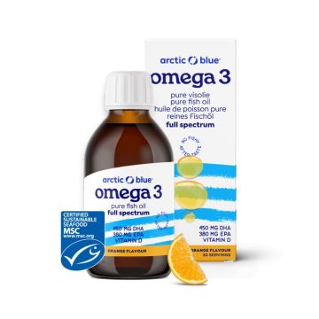 Omega-3 visolie DHA & EPA met vitamine D3 (Arctic Blue) 150 ml