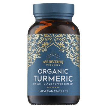 Organic Turmeric, Ginger & Black Pepper Extract Capsules (Ayurvediq Wellness) 120caps