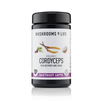 Cordyceps Rode Biet Paddenstoelen Latte 1000mg Bio (Mushrooms4Life) 130gr